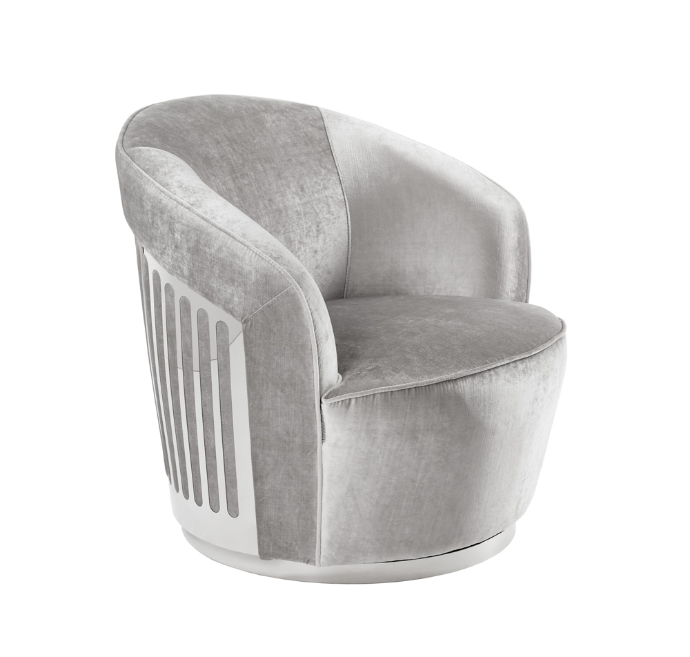 Lucien Accent Chair: Grey Velvet